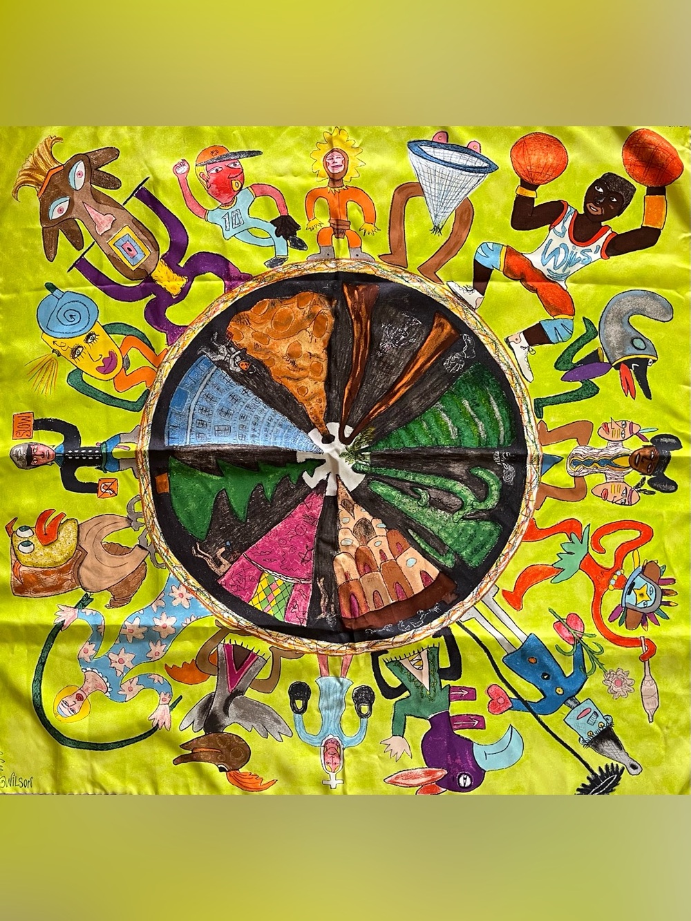 Rare 1995 Louis Vuitton silk twill scarf by William Adjété WIlson.